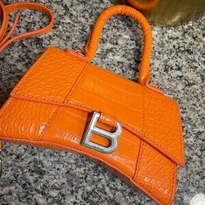 Orange Croc-Embossed Bag